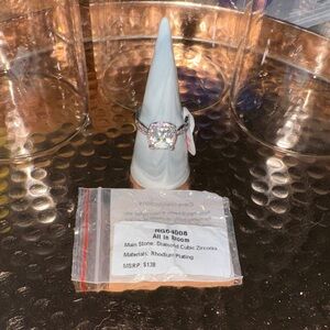 All In Bloom Diamond Cubic Zirconia Ring with Rhodium Plating